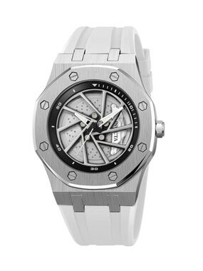 Invicta Speedway Rim Men's 42mm Silver Dial White Silicone Watch 70039